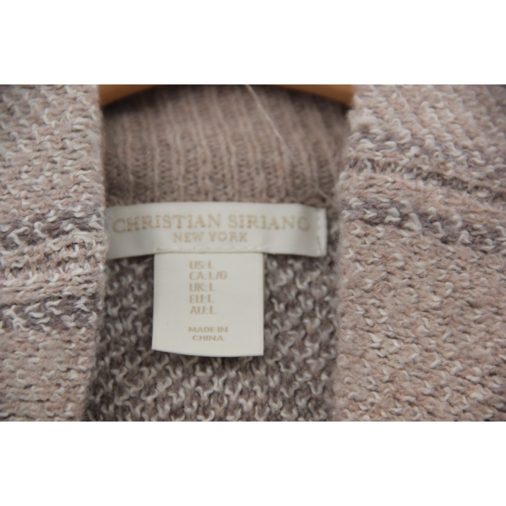 Christian Siriano L Beige Plaid Mock Neck Sweater Windowpane Soft Knit Top #746 - Picture 9 of 13